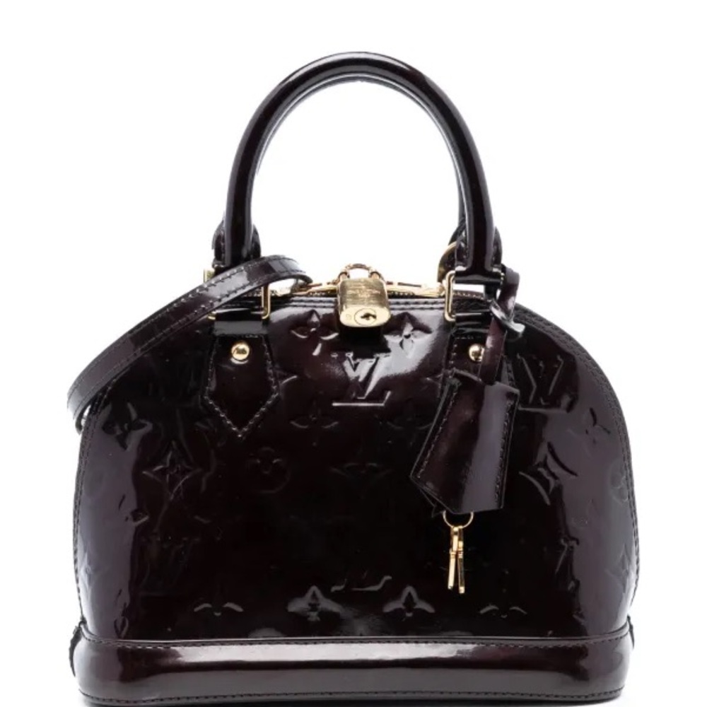 Louis Vuitton Dark Brown Patent Alma BB with Gold Hardware